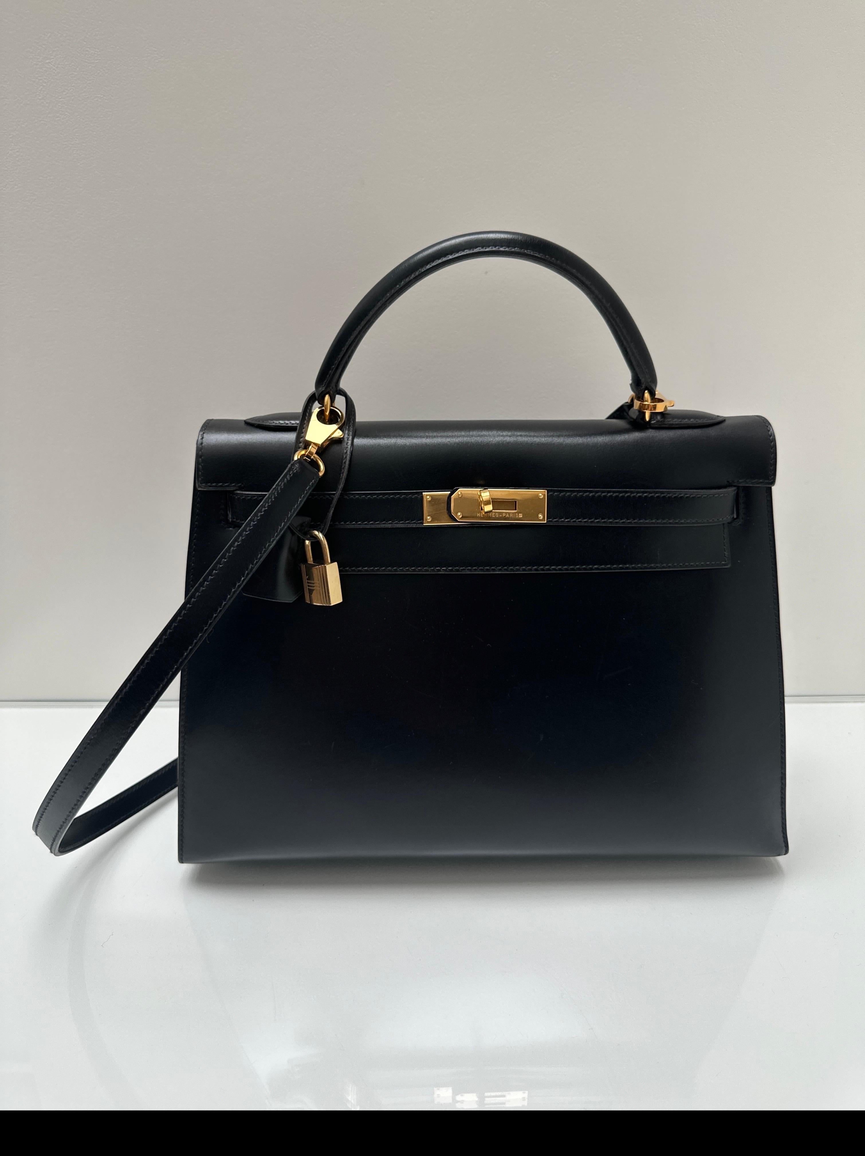 Hermes Black Kelly 32 Bag 11