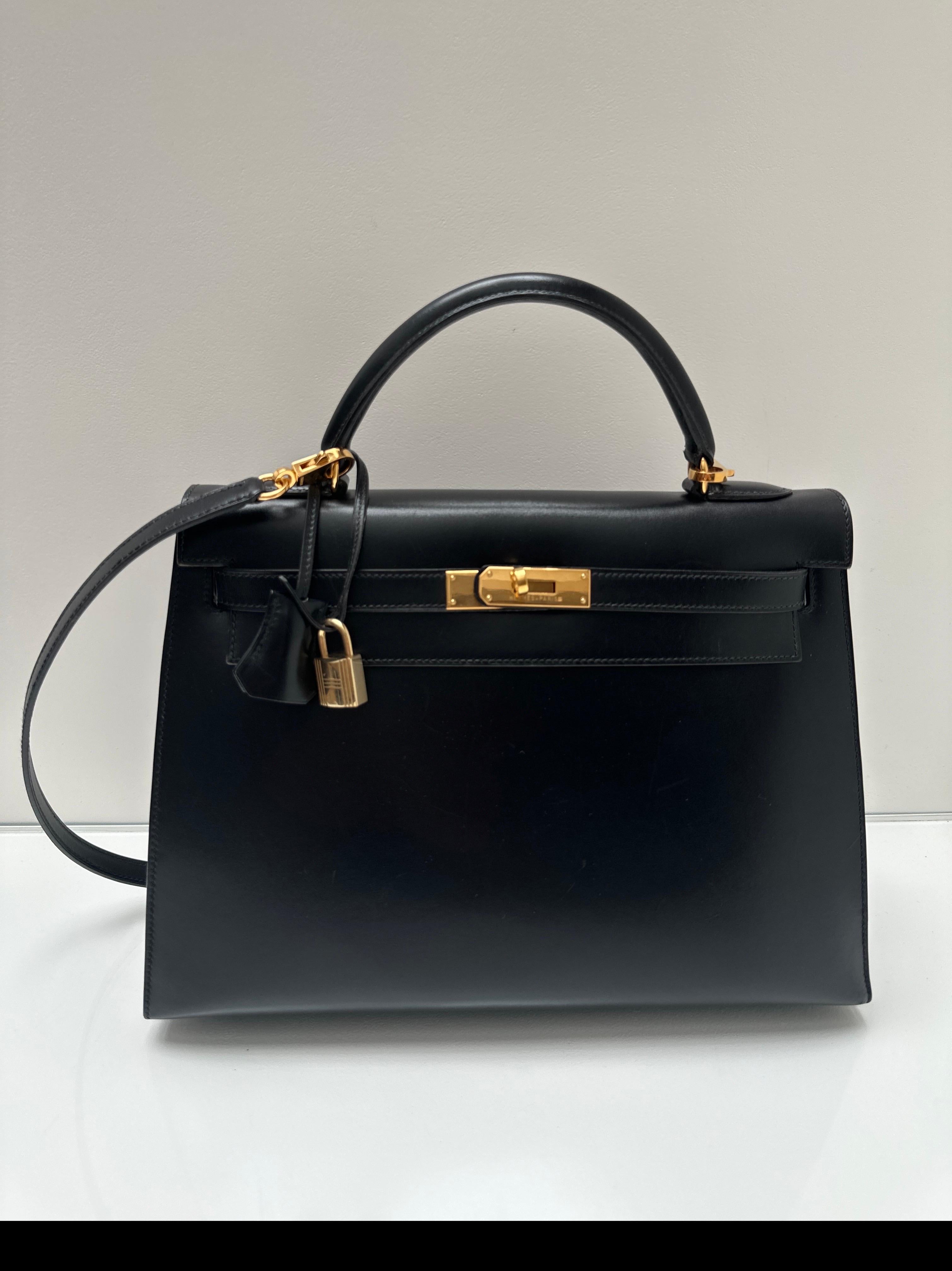 Hermes Black Kelly 32 Bag 12
