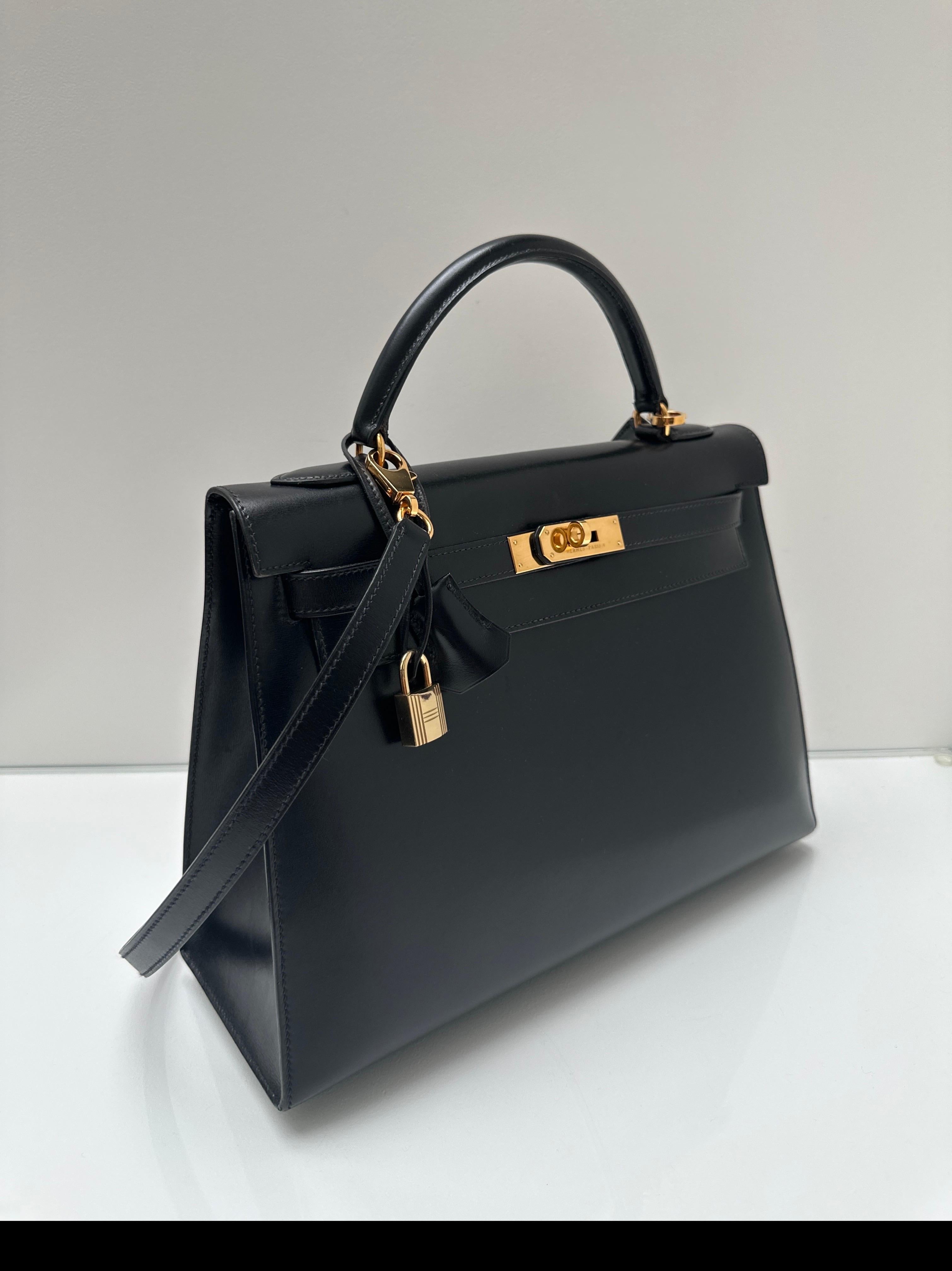 Women's or Men's Hermes Black Kelly 32 Bag