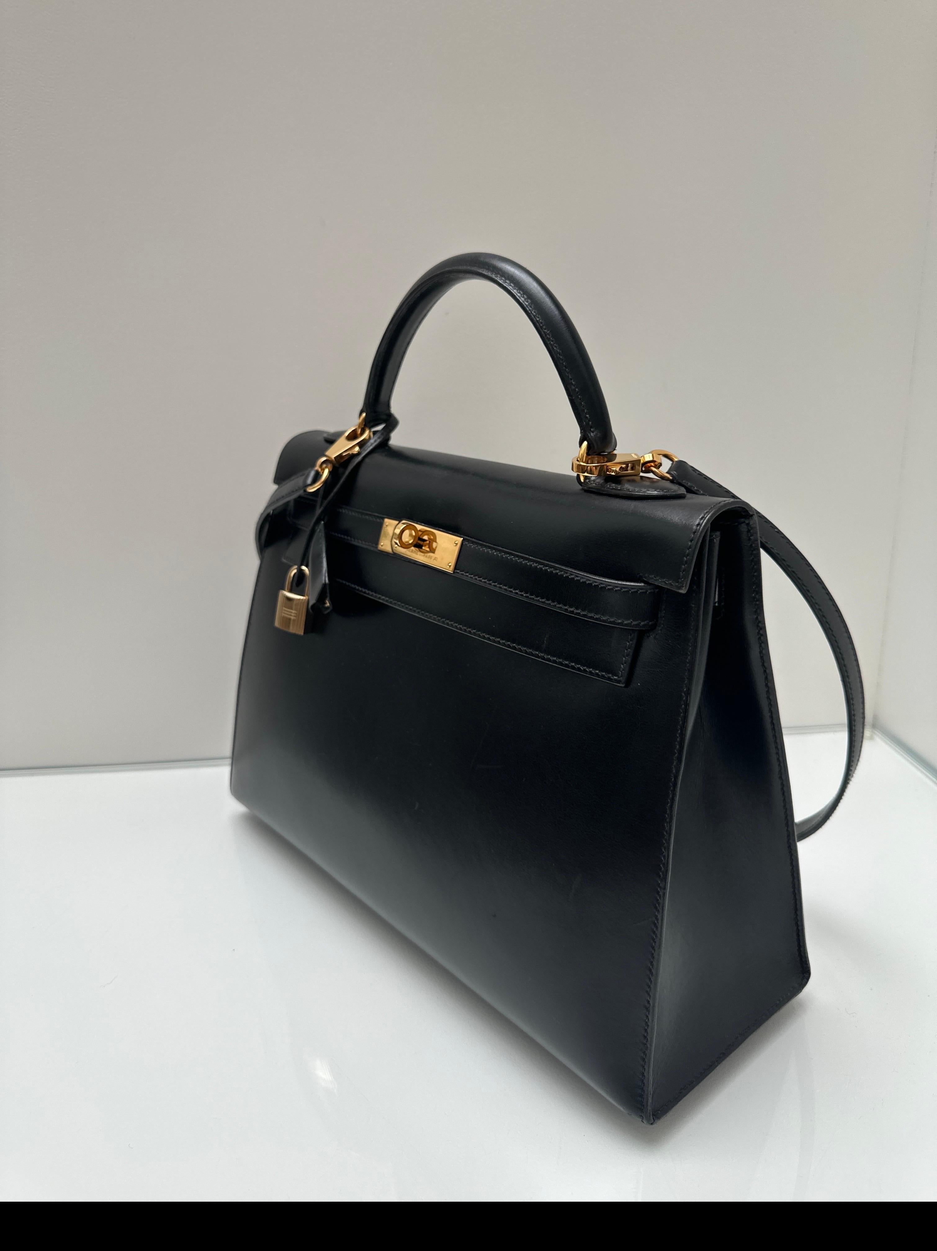 Hermes Black Kelly 32 Bag 5