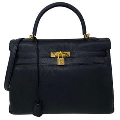 Hermès Black Kelly 35 with Gold Hardware