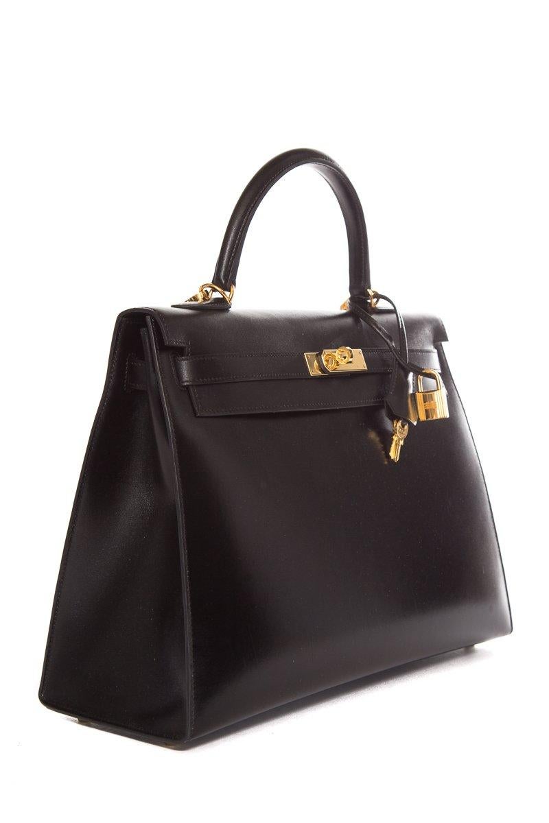 Women's HERMÈS  Black Kelly 35cm Sellier Swift Leather Handle Bag $15, 995.95