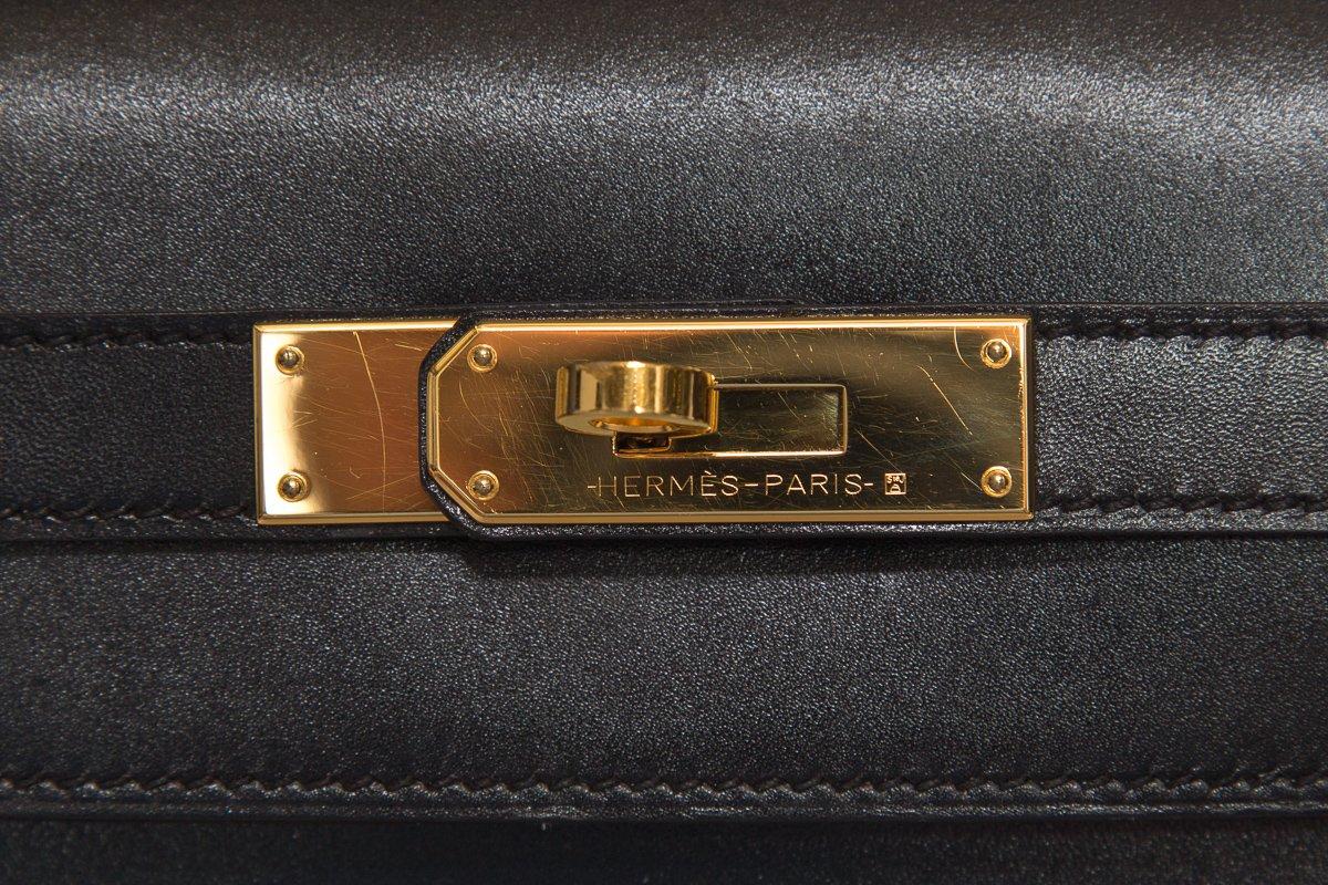 HERMÈS  Black Kelly 35cm Sellier Swift Leather Handle Bag $15, 995.95 4