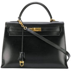 Vintage Hermes Black Kelly Bag