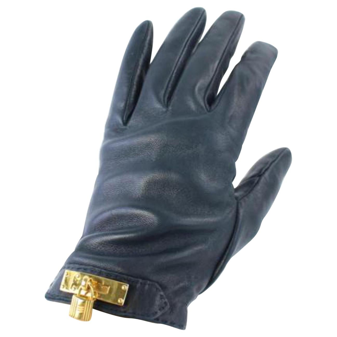 Hermès Black Kelly Cadena Driving 27hz0717 Gloves For Sale
