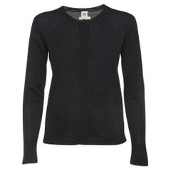 Hermes Black Knit But Front Cardigan S