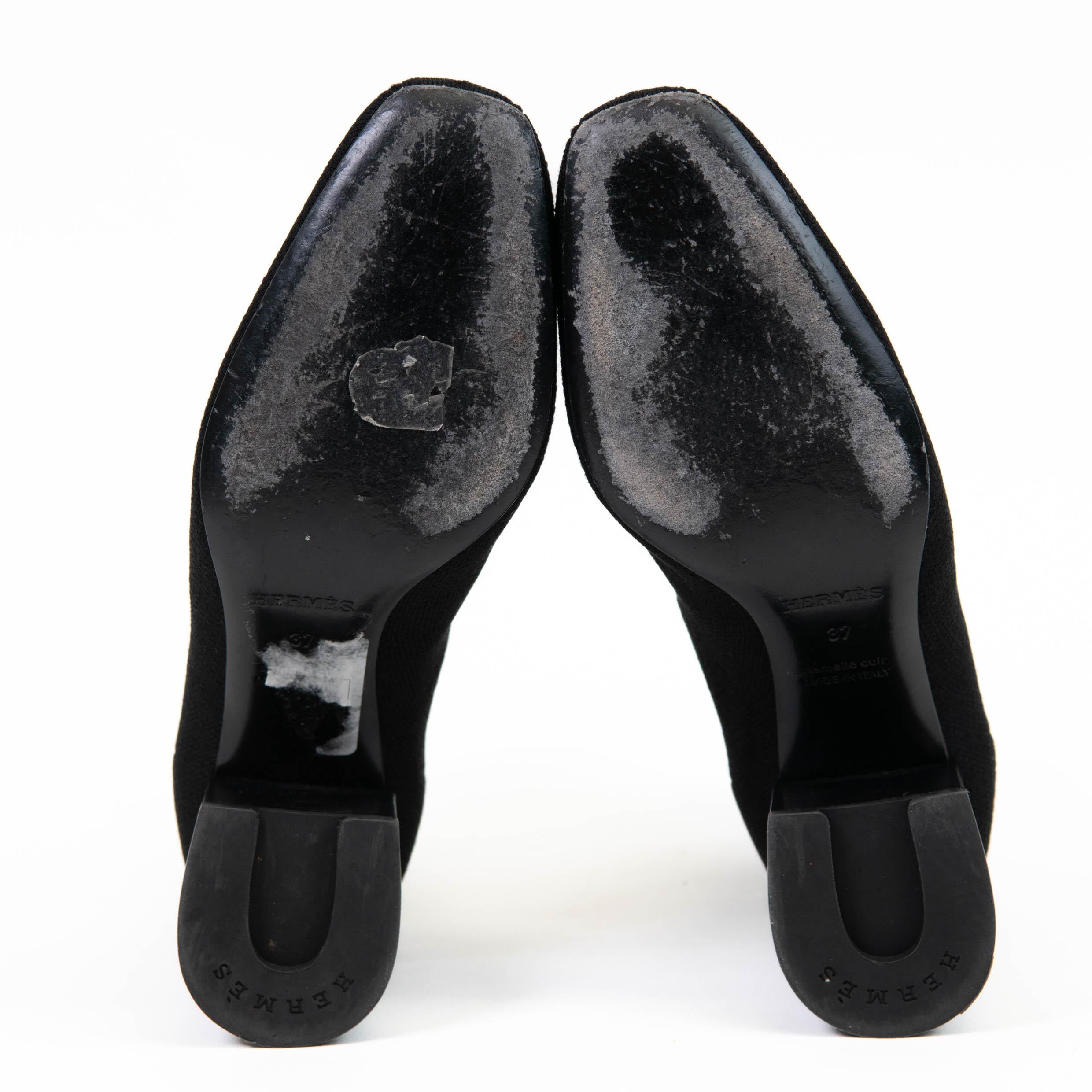  Hermes Black Knit Calfskin Volver 60 Ankle Boot Size 37 Unisexe 
