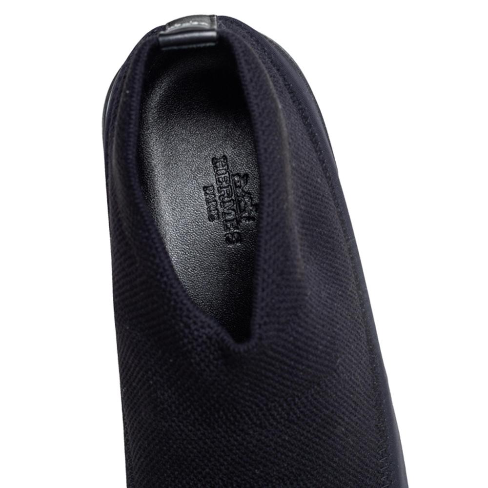 Hermes Black Knit Fabric Tokyo Slip On Sneakers Size 37.5 In New Condition In Dubai, Al Qouz 2