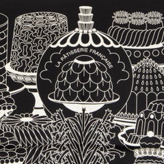 Hermes black LA PATISSERIE FRANCAISE 90 silk twill Scarf