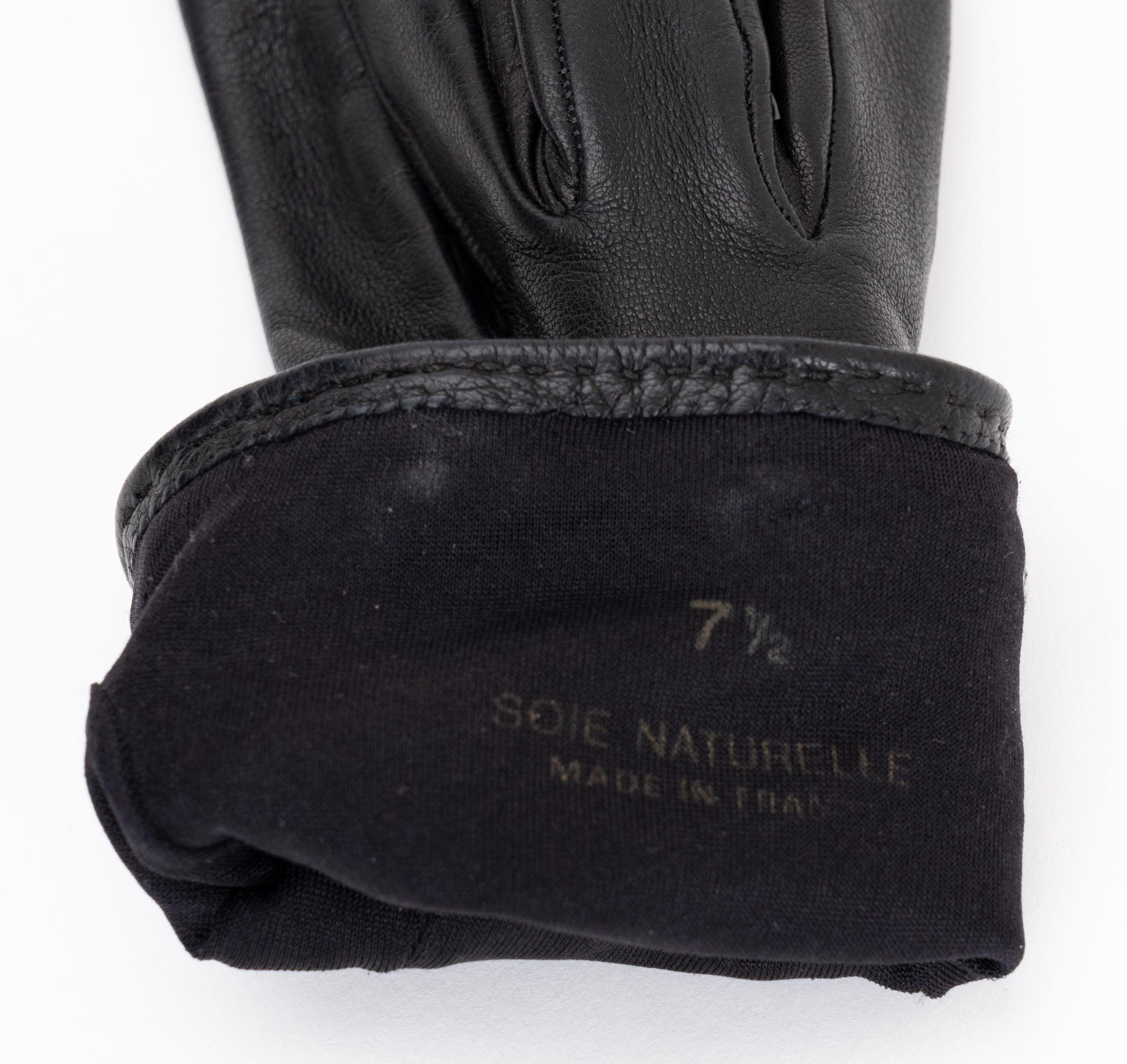 Hermès Schwarz Lamm Kette D Ancre Handschuhe für Damen oder Herren im Angebot
