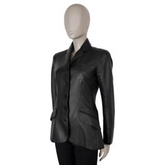 HERMES schwarzes Leder 2010 Blazer Jacke 38 S