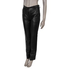 HERMES black leather 2010 STRAIGHT Pants 36 XS