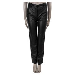 HERMES black leather 2010 STRAIGHT Pants 36 XS