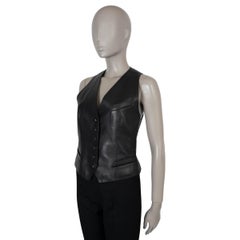 HERMES black leather 2010 Vest Jacket 38 S