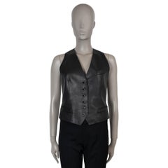 HERMES black leather 2010 Vest Jacket 38 S