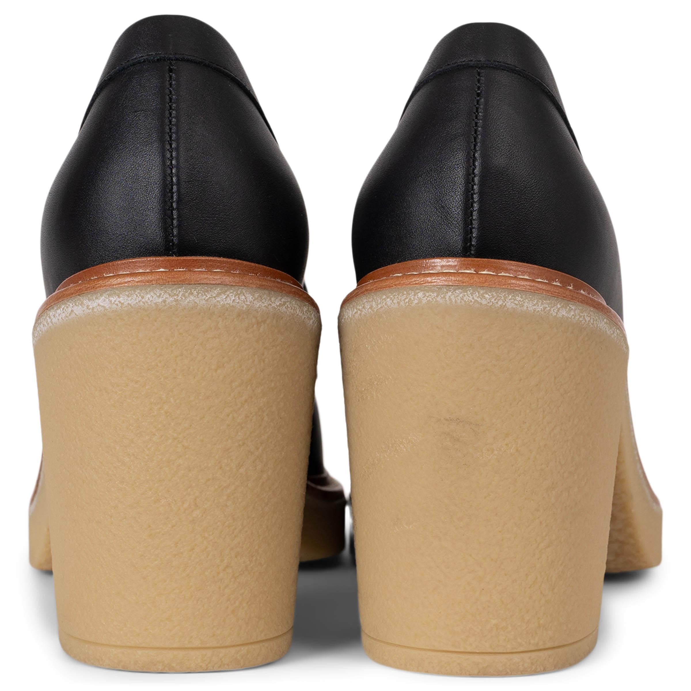 HERMES black leather 2021 DIDI 70 LOAFER Pumps Shoes 38.5 In Excellent Condition In Zürich, CH