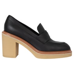 HERMES black leather 2021 DIDI 70 LOAFER Pumps Shoes 38.5