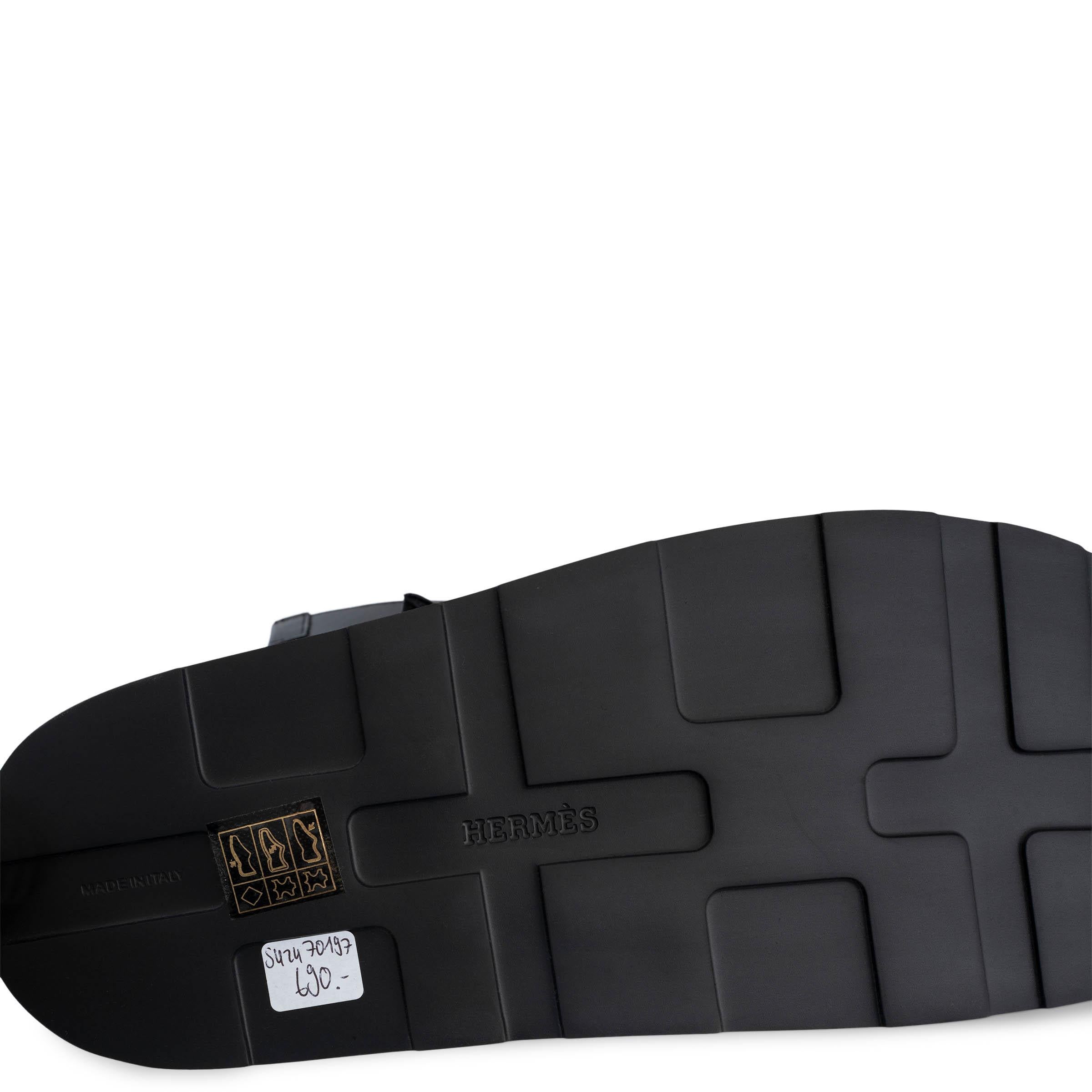 HERMES black leather 2022 ENID Gladiator Sandals Shoes 41 fit 40 2