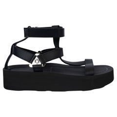 HERMES black leather 2022 ENID Gladiator Sandals Shoes 41 fit 40