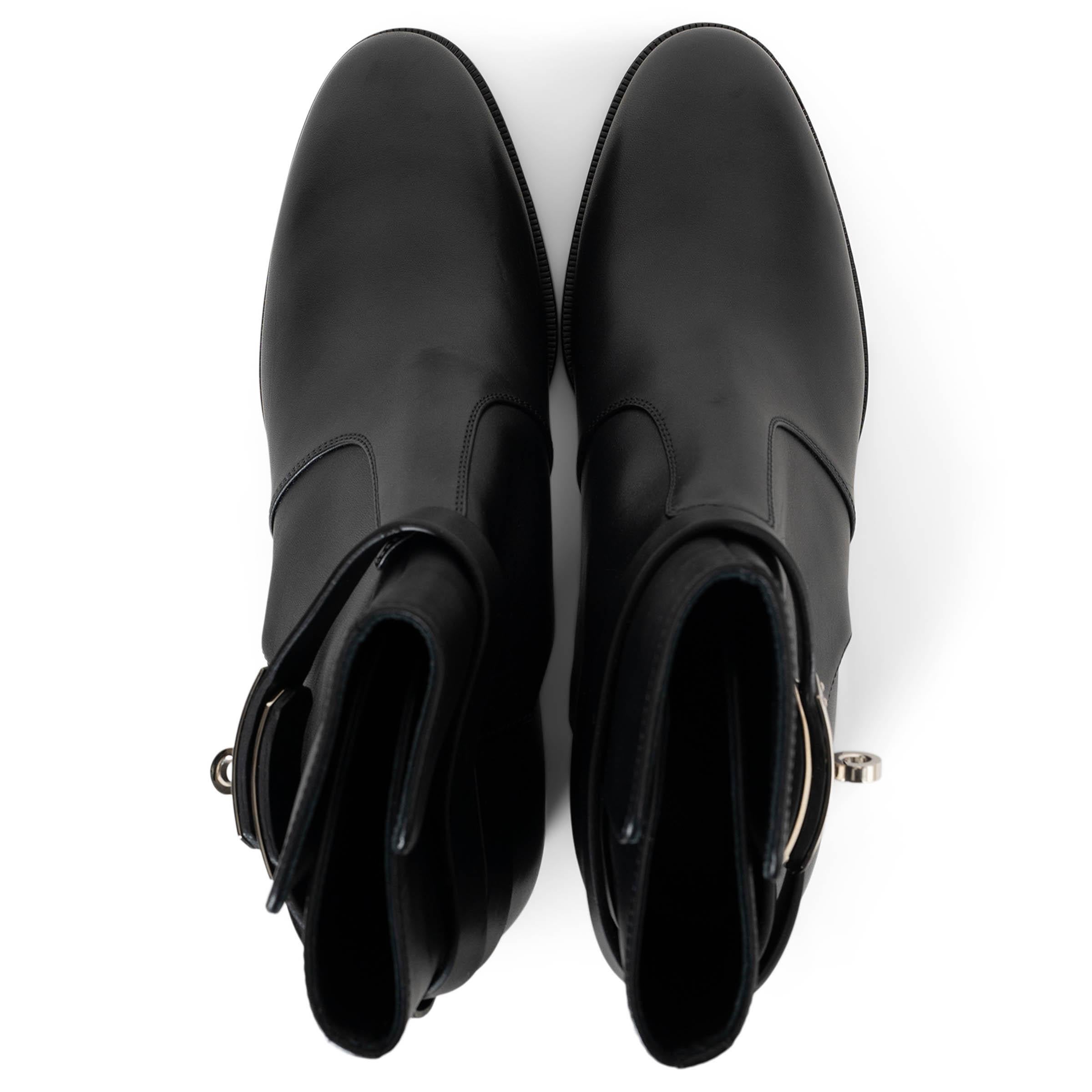 HERMES black leather 2023 FRENCHIE 50 Ankle Boots Shoes 37.5 fit 38 For Sale 1
