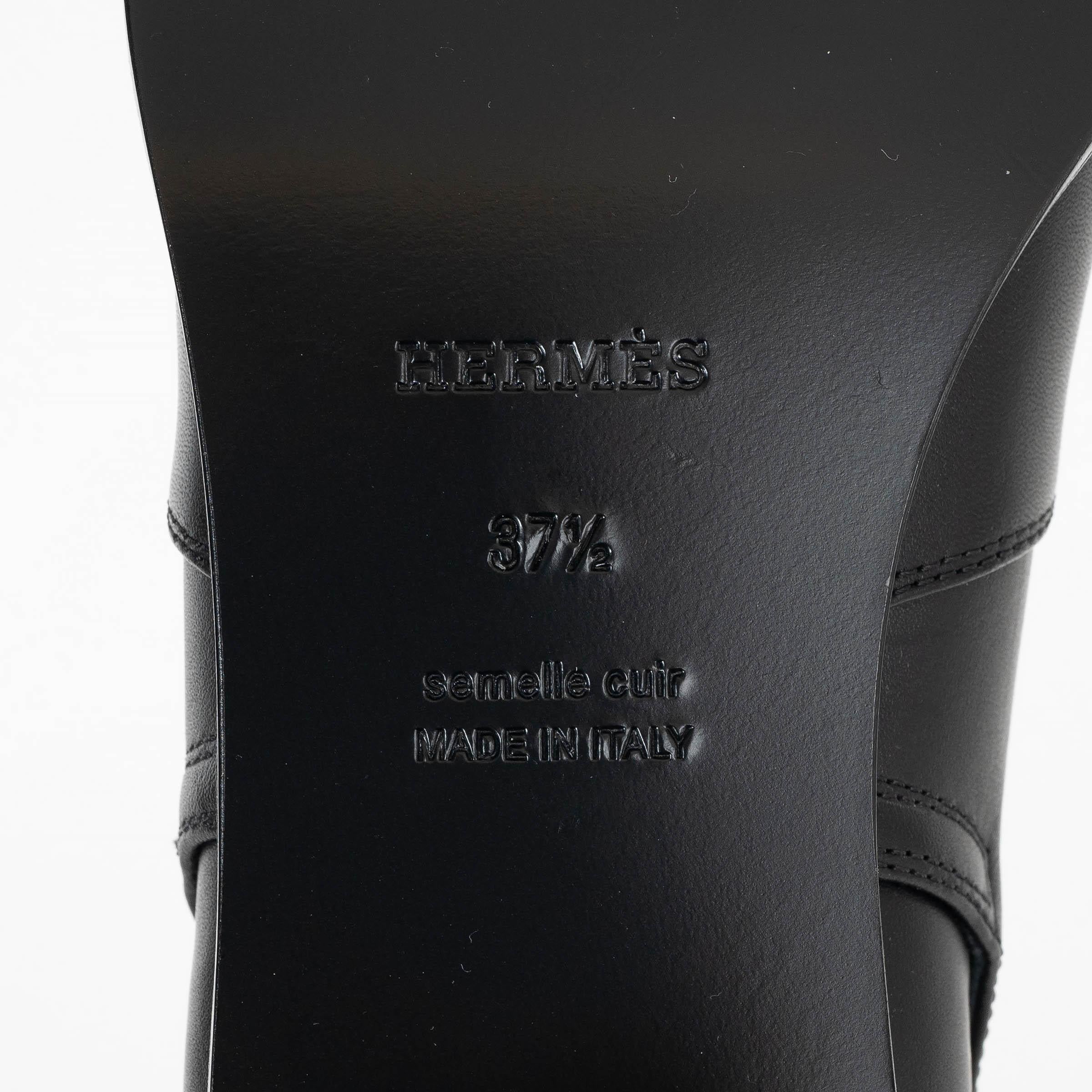 HERMES black leather 2023 FRENCHIE 50 Ankle Boots Shoes 37.5 fit 38 For Sale 4