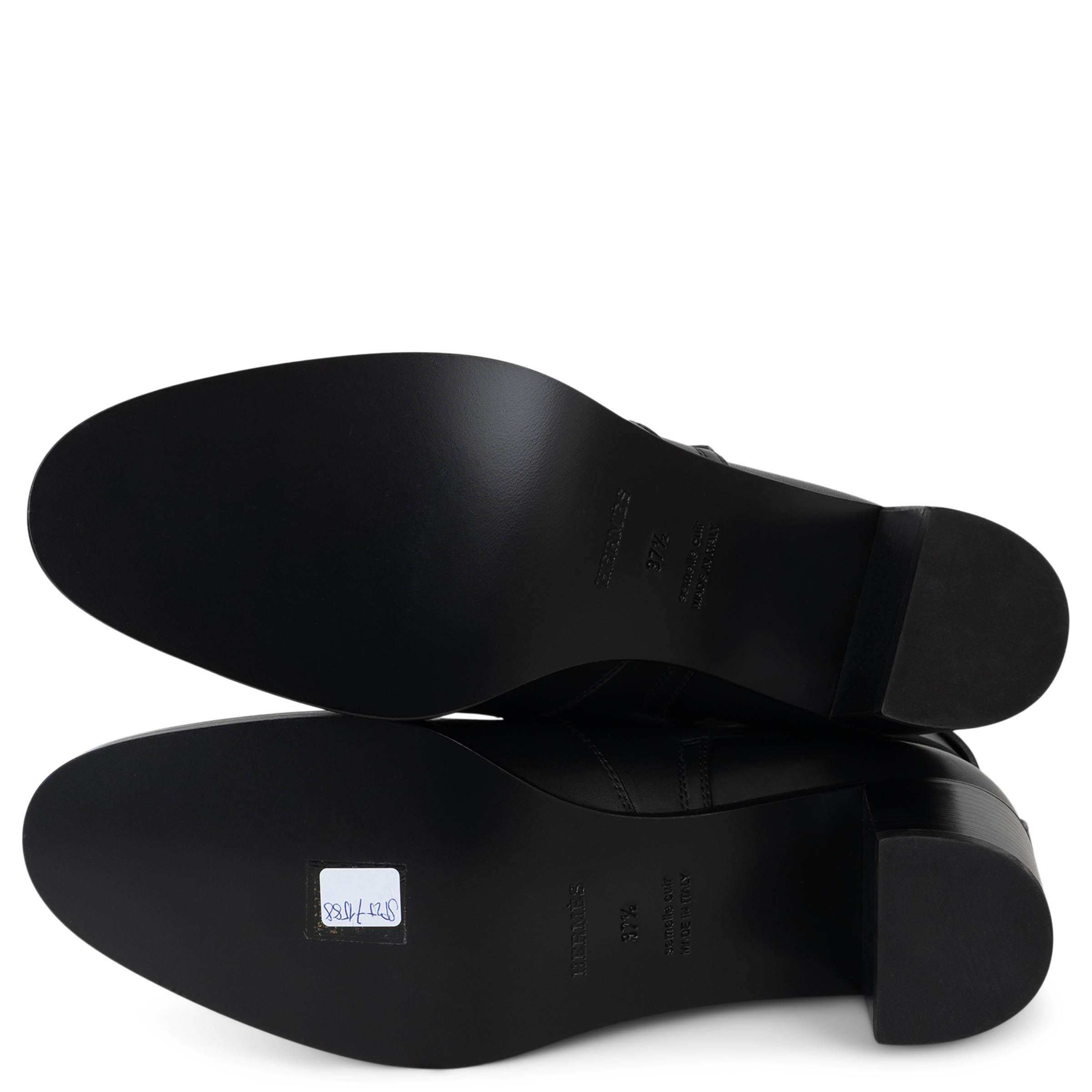 HERMES black leather 2023 FRENCHIE 50 Ankle Boots Shoes 37.5 fit 38 For Sale 5