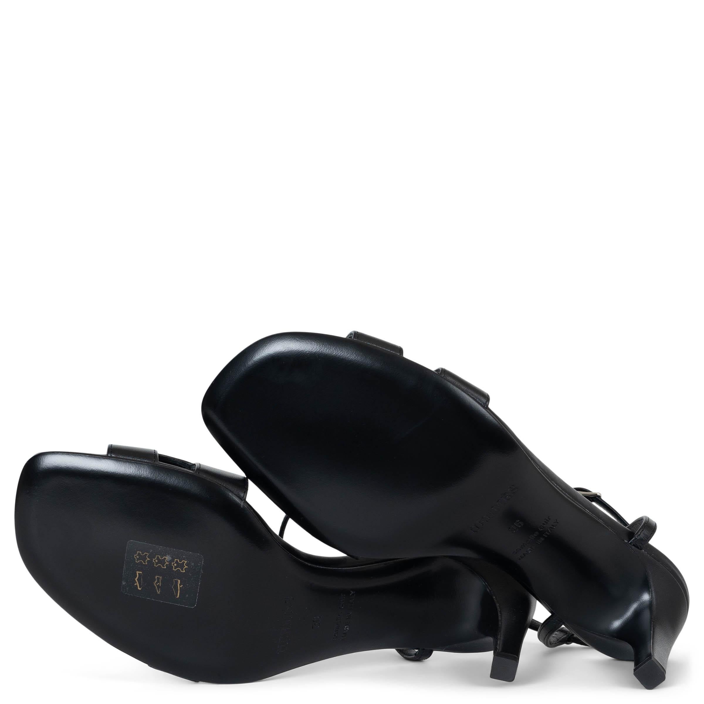HERMES black leather 2024 HEDEN 80 Sandals Shoes 36 For Sale 3