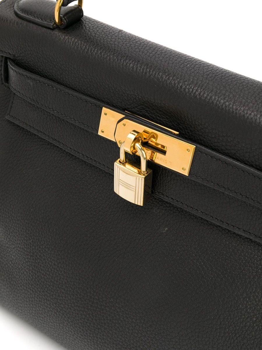 Women's Hermes Black Leather 28cm Kelly Bag