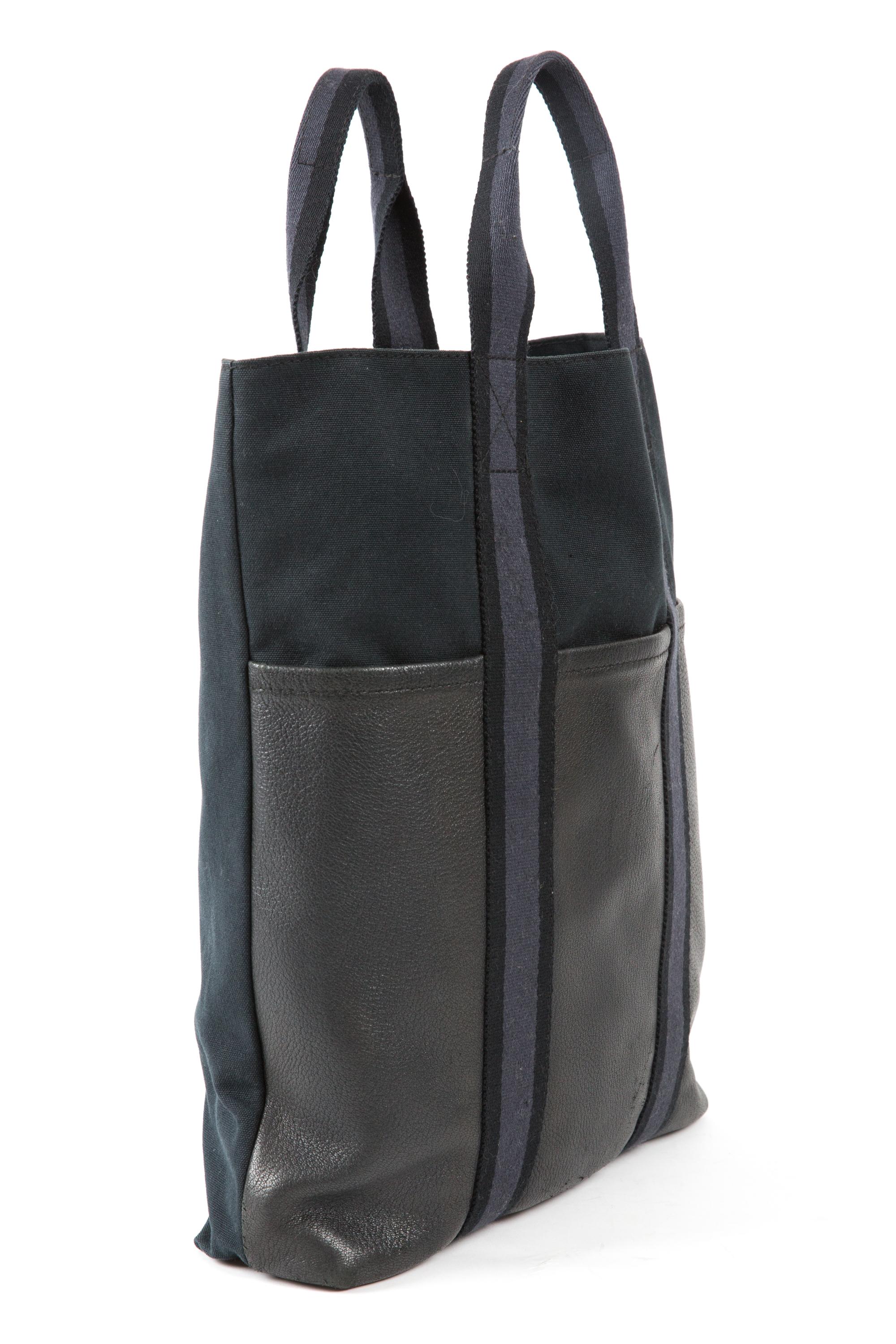 Hermes Black leather and canvas 