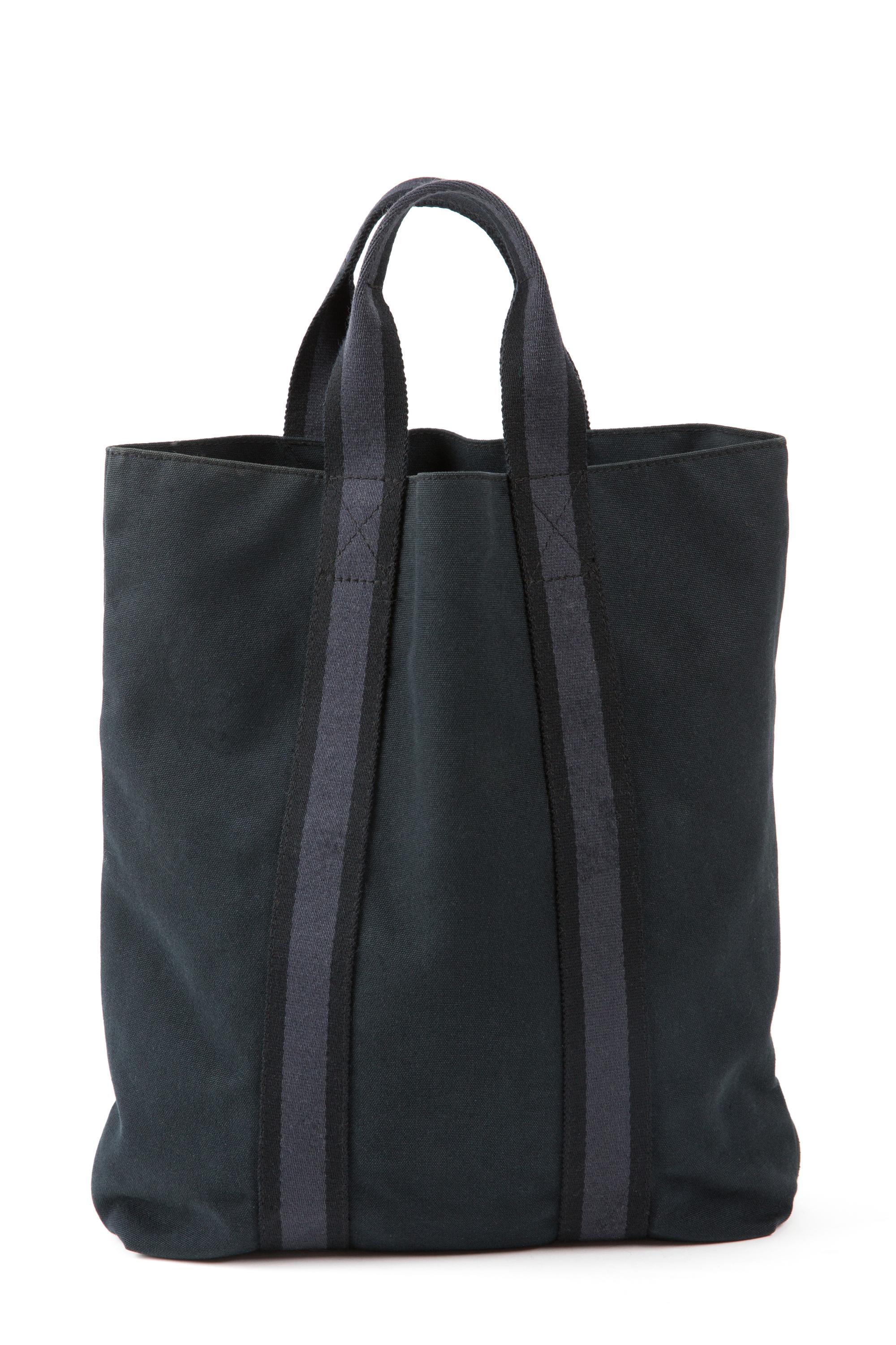 Hermes Black Leather and Canvas Toto Tote Bag In Good Condition For Sale In Paris, FR