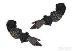 Hermes black leather and suede long gloves, ca. 1947