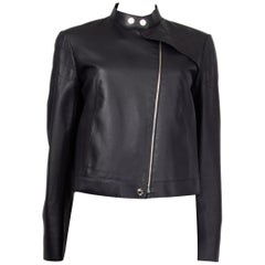 HERMES giacca BIKER con collo trapuntato a fascia in pelle nera 38 S