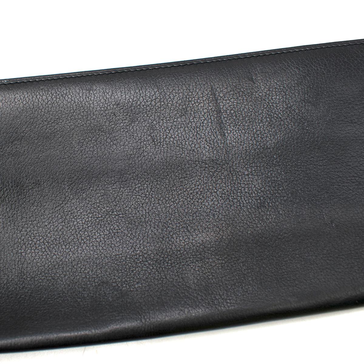 Women's or Men's Hermes black leather bi-fold travel wallet