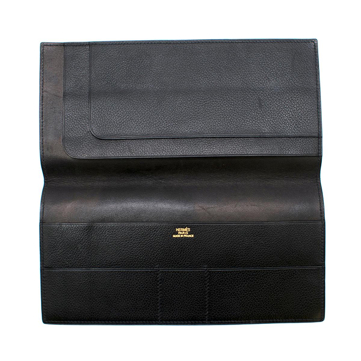 Hermes black leather bi-fold travel wallet 1