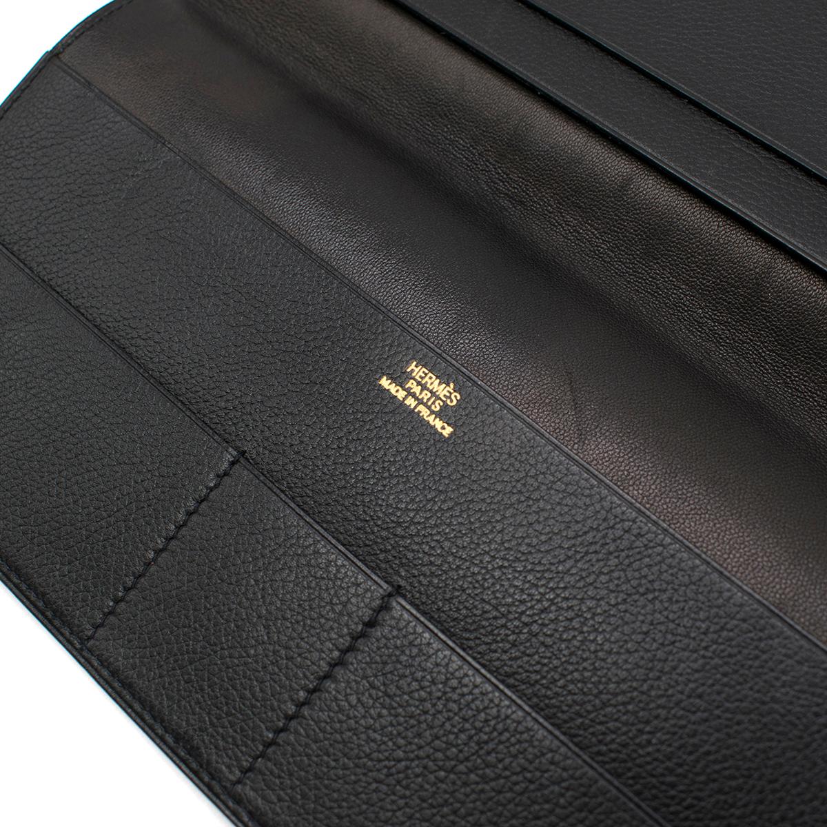 Hermes black leather bi-fold travel wallet 2