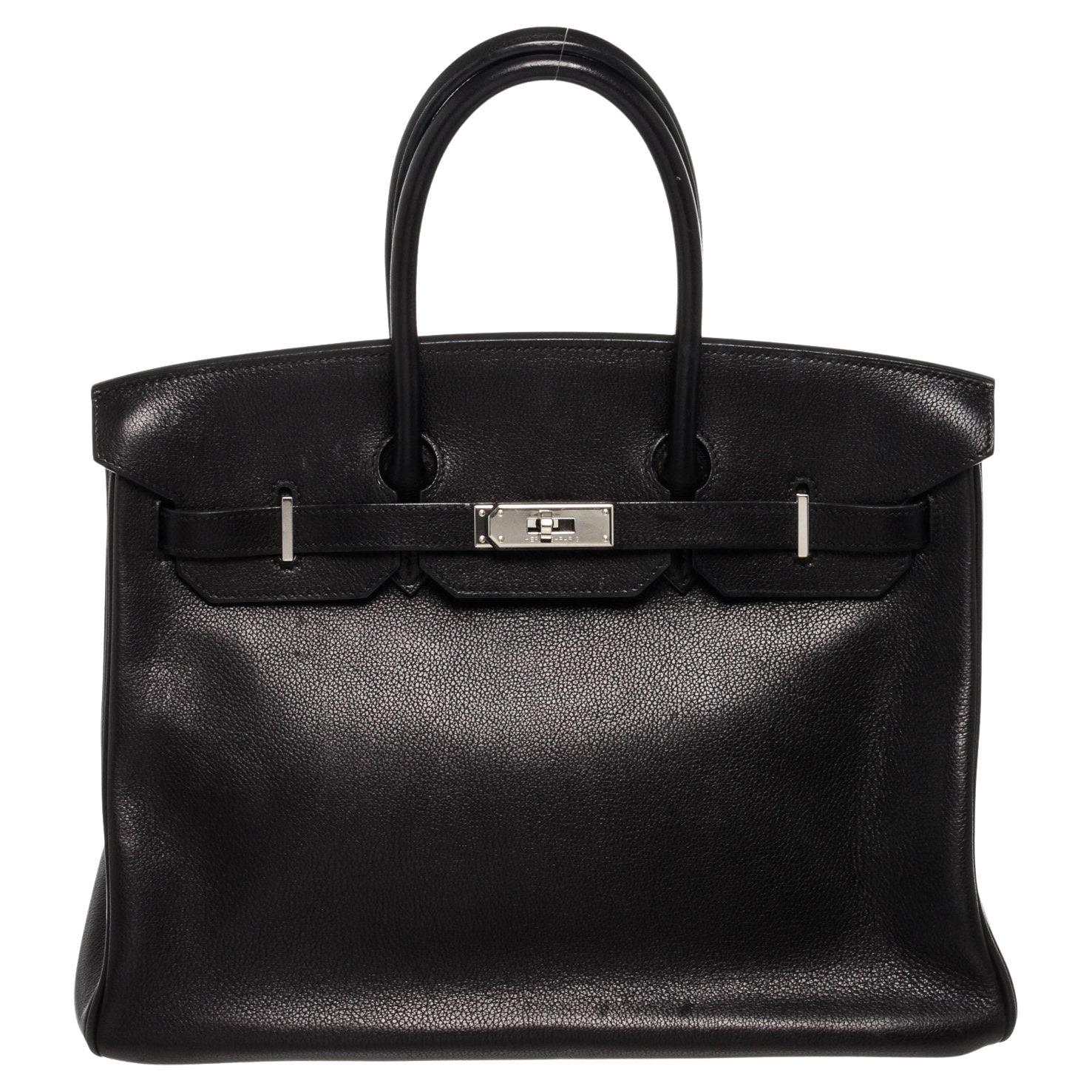 Hermes Black Leather Birkin 35cm Satchel Bag