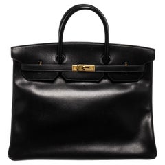 Hermès - Sac à main Birkin 40 cm en cuir noir