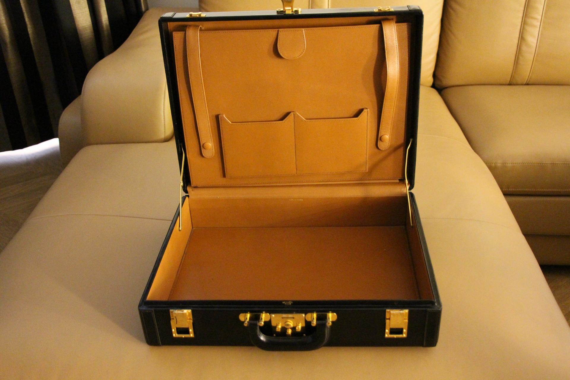 Hermès Black Leather Briefcase, Hermes Attache, Hermes Bag 6