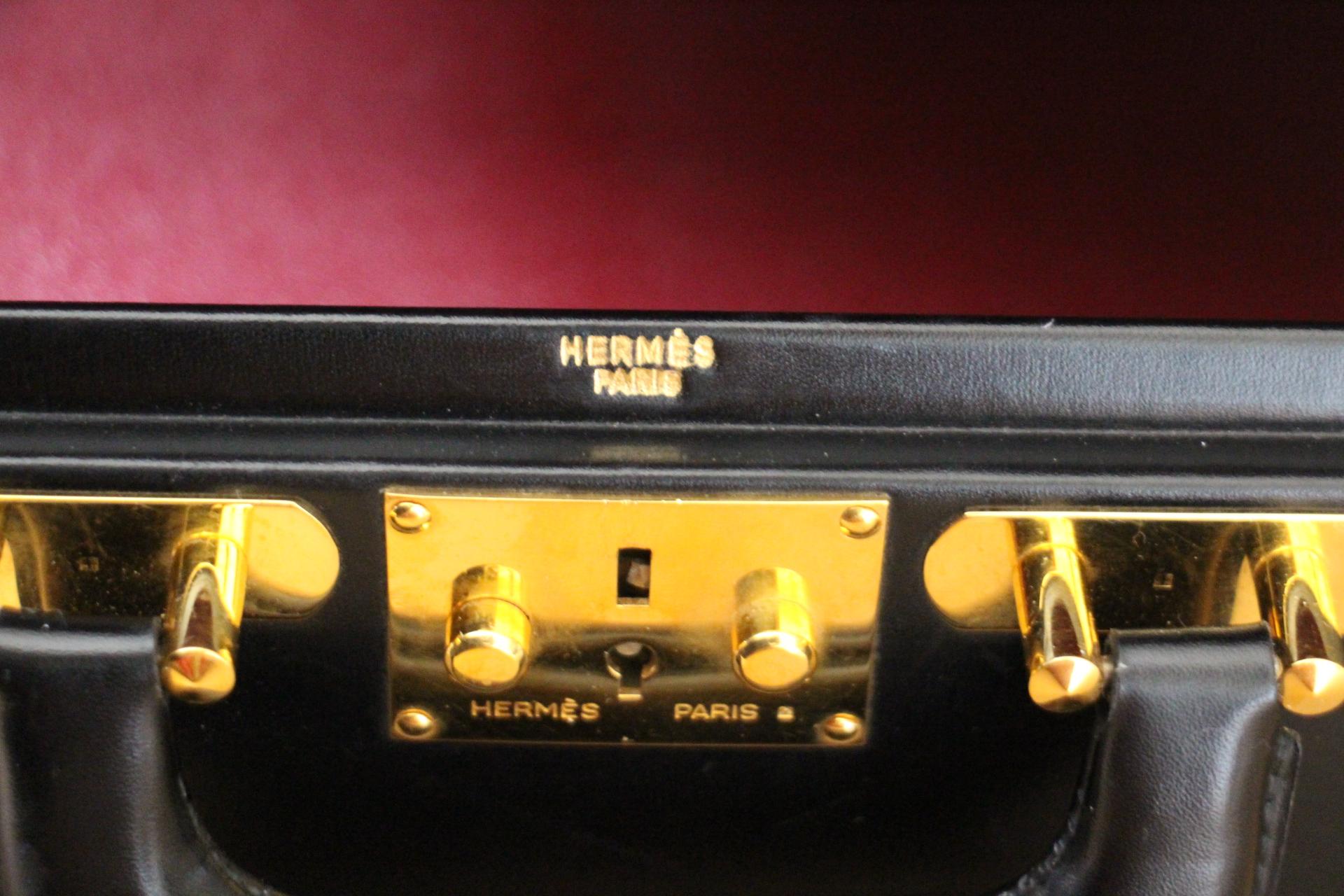 Hermès Black Leather Briefcase, Hermes Attache, Hermes Bag 14