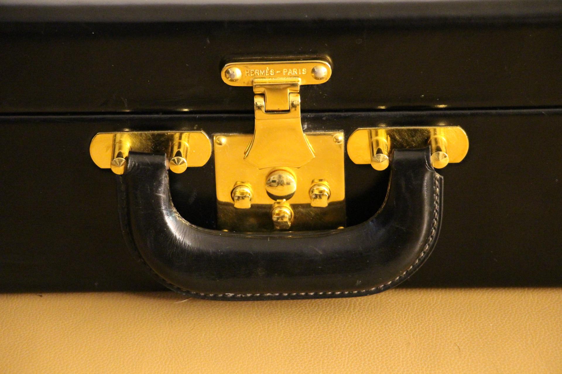 Hermès Black Leather Briefcase, Hermes Attache, Hermes Bag In Good Condition In Saint-ouen, FR