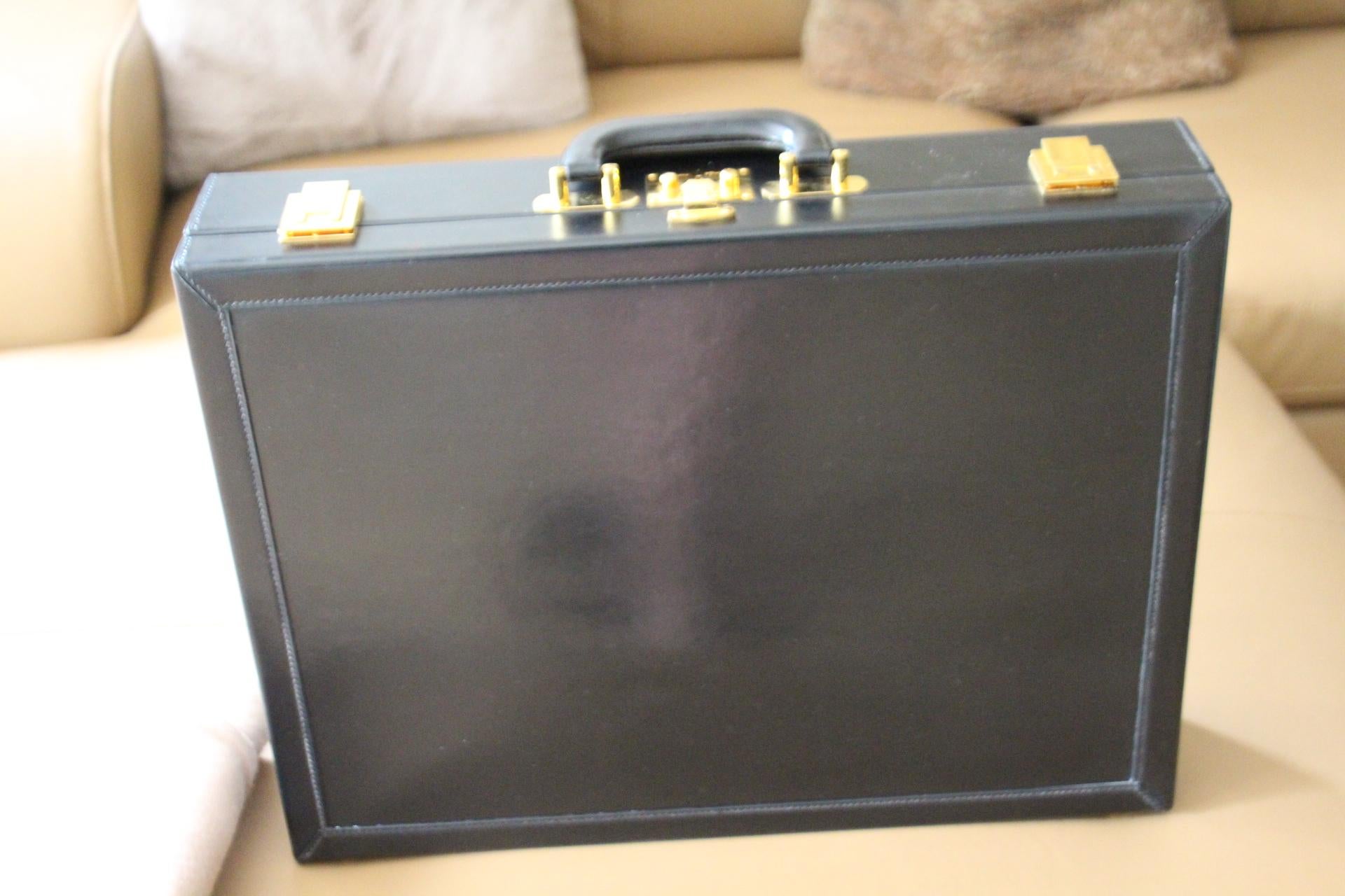 Hermès Black Leather Briefcase, Hermes Attache, Hermes Bag In Good Condition In Saint-ouen, FR