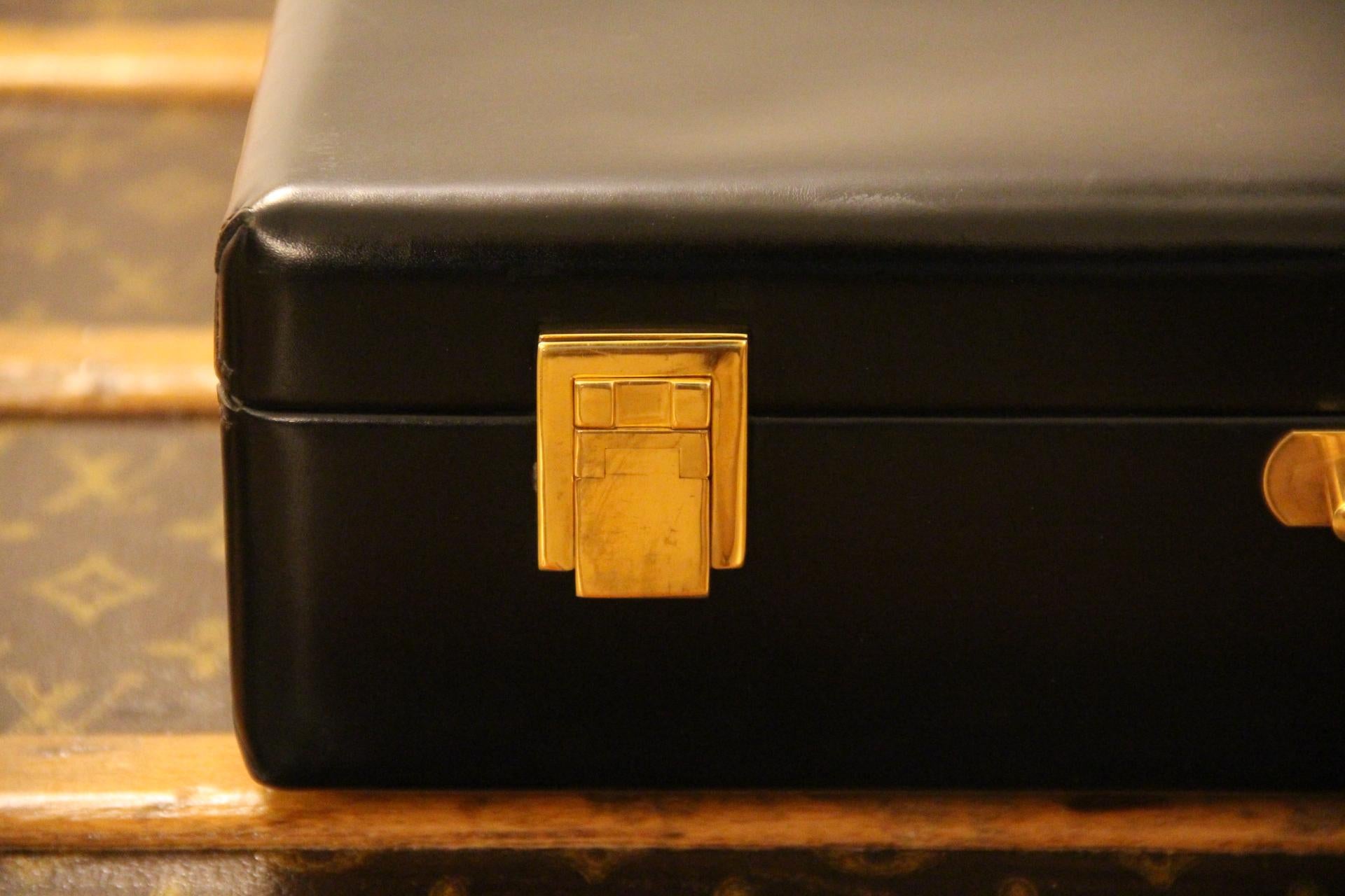 Brown Hermès Black Leather Briefcase, Hermes Attache, Hermes Bag For Sale