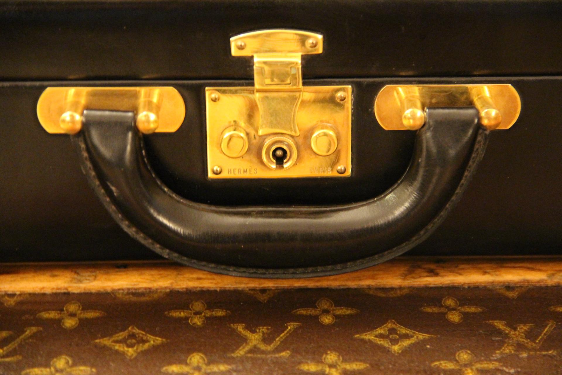 Hermès Black Leather Briefcase, Hermes Attache, Hermes Bag In Good Condition For Sale In Saint-ouen, FR