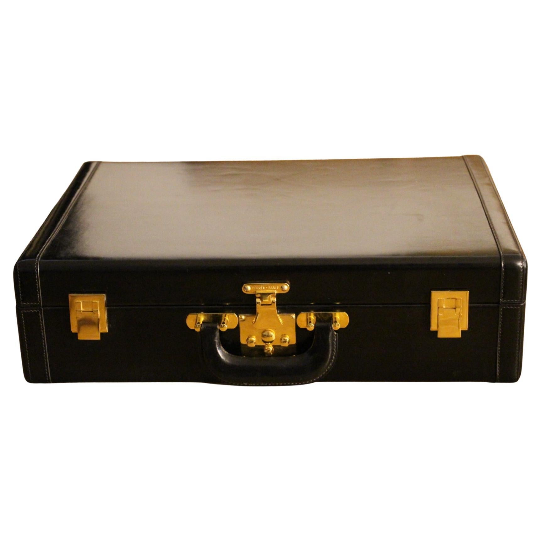 Hermès Black Leather Briefcase, Hermes Attache, Hermes Bag
