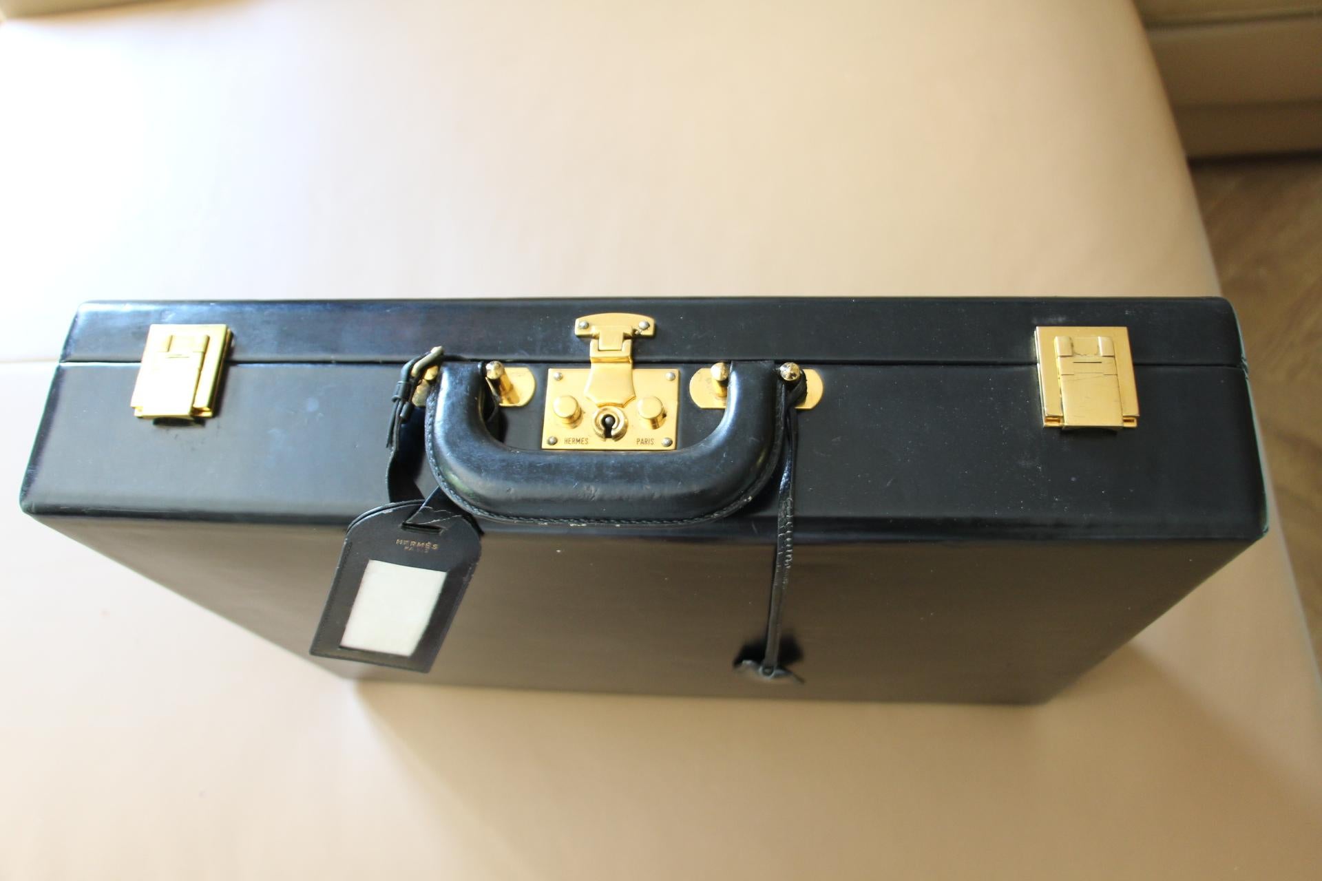Hermès Black Leather Briefcase, Hermès Watch Attache, Hermès Watch Case For Sale 5