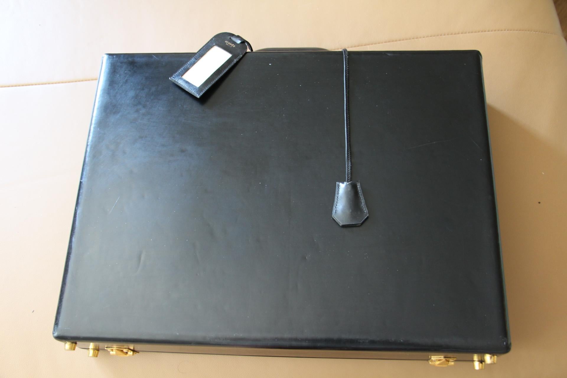 Hermès Black Leather Briefcase, Hermès Watch Attache, Hermès Watch Case For Sale 6