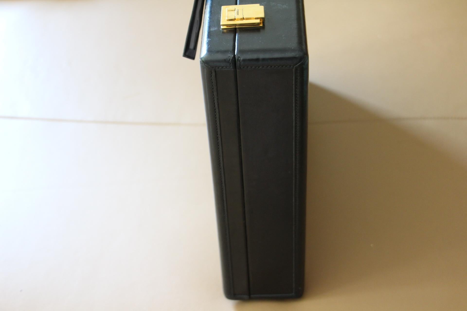 Hermès Black Leather Briefcase, Hermès Watch Attache, Hermès Watch Case For Sale 7