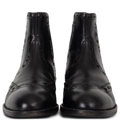 HERMES black leather BRIGHTON BROGUE CHELSEA Boots Shoes 39