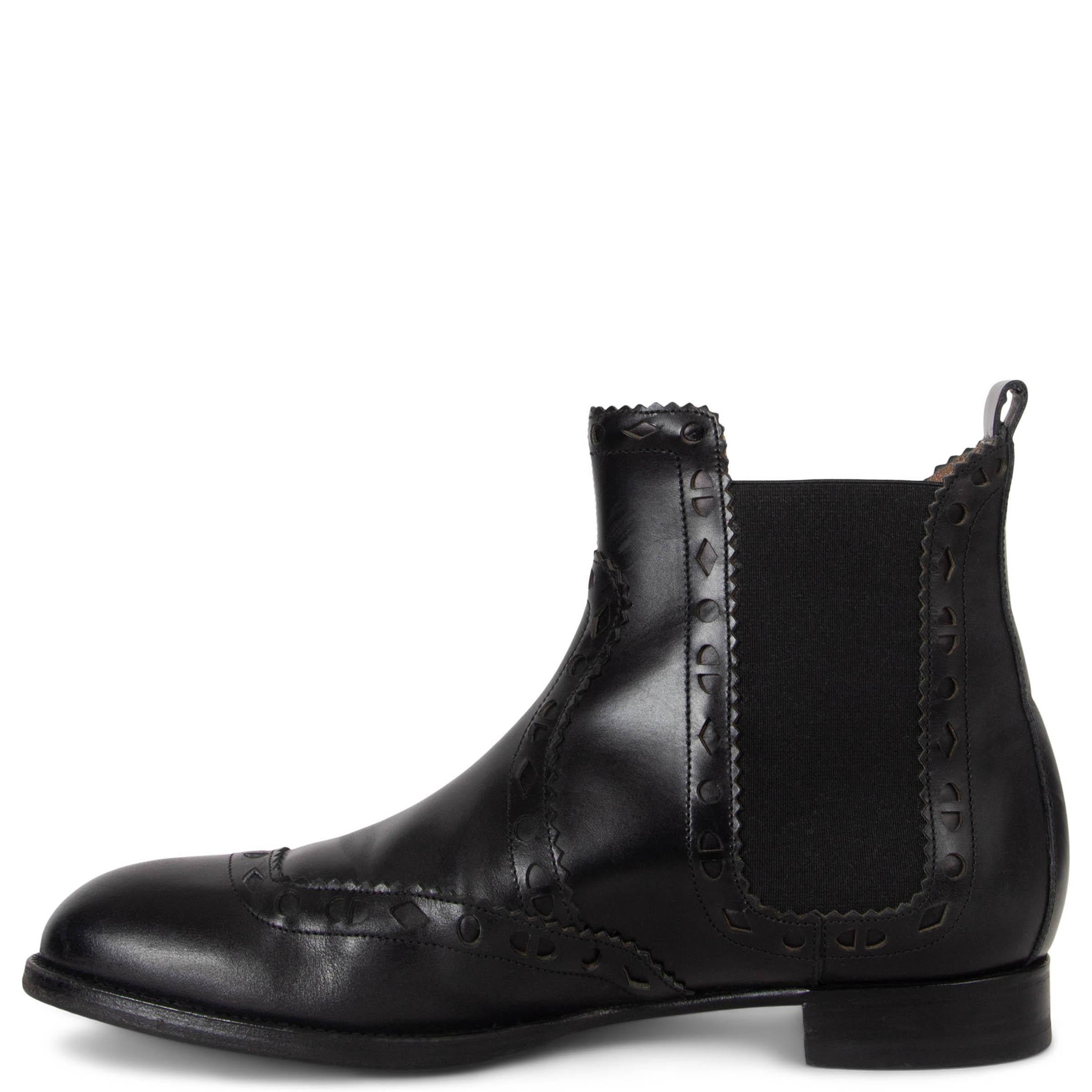 Black HERMES black leather BRIGHTON BROGUE CHELSEA Boots Shoes 39 For Sale