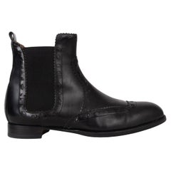 HERMES pelle nera BRIGHTON BROGUE CHELSEA Stivali Scarpe 39